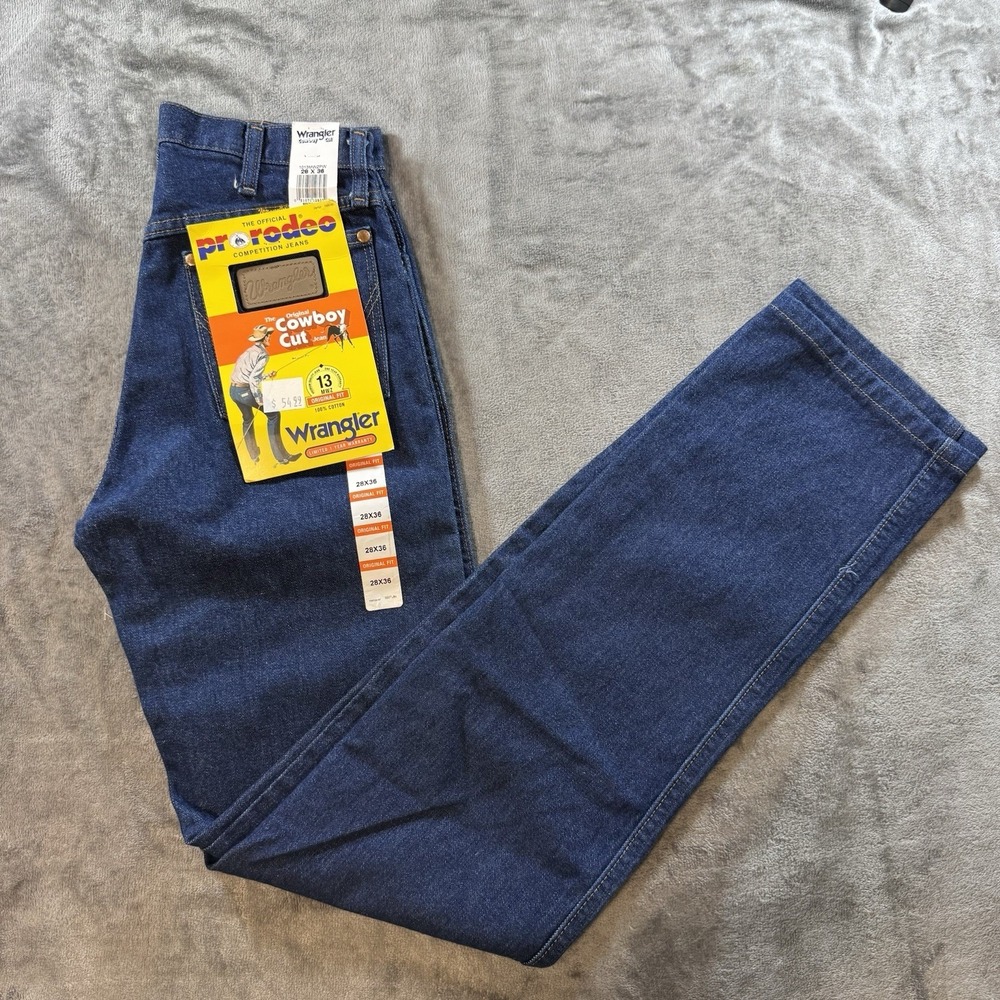 NEW Wrangler Cowboy Cut Jeans Mens 28x36 13MWZ Indigo Straight Leg Rodeo Western